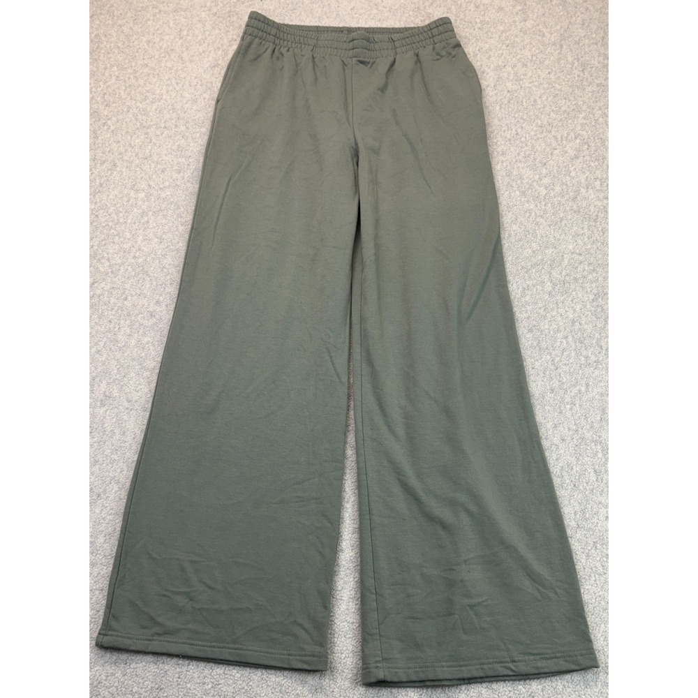 Max & Mia Womens Sweatpants Sage Green Stretch Elastic Waist Slash Pocket M